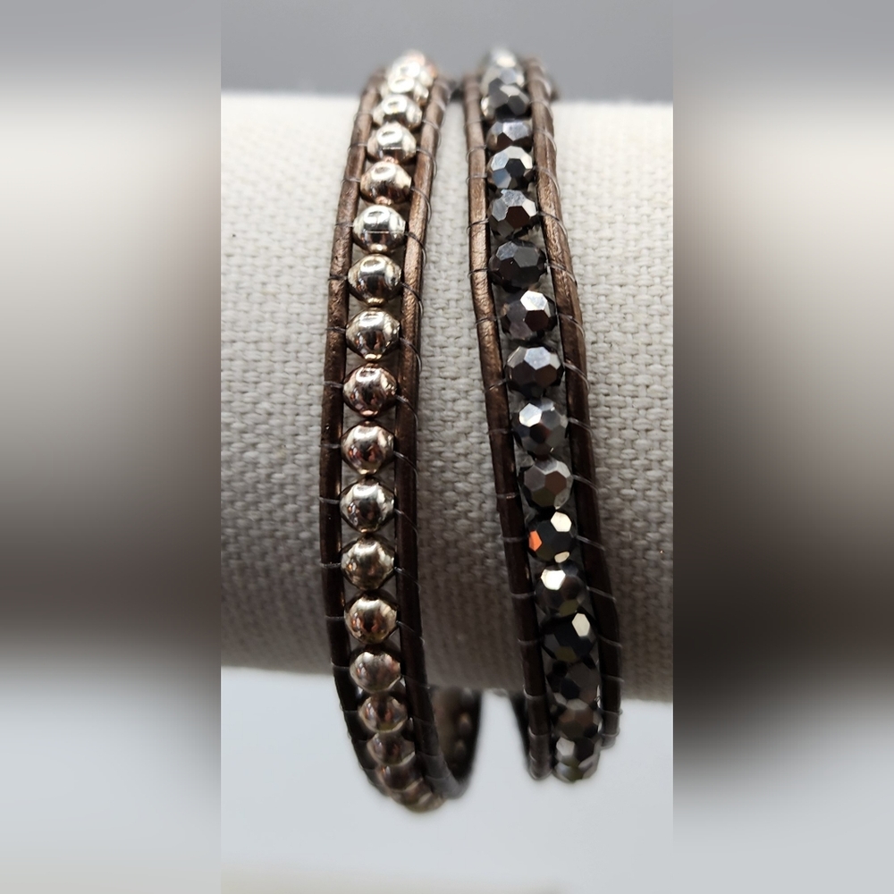 boho betty wrap Jewelry Bracelet Leather Brown Silver Gunmetal